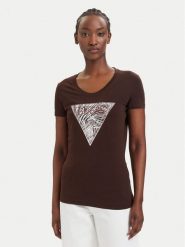 Guess T-Shirt W6GI19 K3042 Brązowy Regular Fit. Brązowe t-shirty Guess, l, z aplikacjami, z bawełny, bez kołnierzyka, bez ramiączek. Za 174.99 zł.