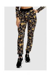 MOSCHINO Damskie spodnie dresowe w złote łańcuchy, Rozmiar XS. Czarne spodnie dresowe MOSCHINO, s, bez wzorów, z dresówki. W wyprzedaży za 389.99 zł.