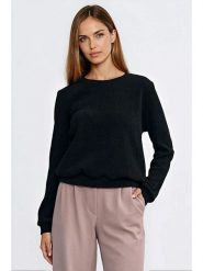 Nife Bluza w kolorze czarnym rozmiar: 40. Czarne bluzy Nife, bez wzorów, prążkowane, bez kaptura. Za 119.68 zł.