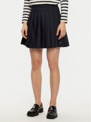 Tommy Hilfiger Spódnica plisowana WW0WW43626 Granatowy Regular Fit. Niebieskie spódnice TOMMY HILFIGER, bez wzorów, z bawełny, plisowane. Za 469.99 zł.
