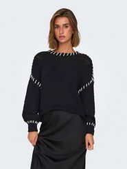 ONLY Sweter w kolorze czarnym rozmiar: M. Czarne swetry Only, m, bez wzorów, ze splotem, bez ramiączek. Za 110.04 zł.