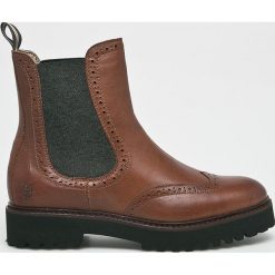 Marc O'Polo - Botki. Brązowe botki Marc O'Polo, bez wzorów, z materiału, bez obcasa, na obcasie, bez zapięcia. W wyprzedaży za 429.90 zł.