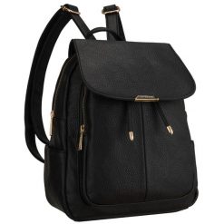 Miejski plecak damski mały czarny ze skóry ekologicznej Peterson PTN MBP-10-F19. Czarne plecaki Peterson, bez wzorów, ze skóry ekologicznej. Za 89.99 zł.