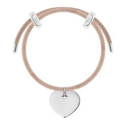 Bransoletka Liana, posrebrzana w kolorze beżowym z sercem. Brązowe bransoletki Lilou, posrebrzane. Za 288.00 zł.