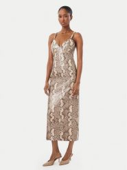 Bardot Sukienka z imitacji skóry Estine 60086DB1 Beżowy Slim Fit. Brązowe sukienki Bardot, bez wzorów, ze skóry, bez kołnierzyka, bez ramiączek. Za 684.99 zł.