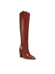 Bronx Kozaki High boots 14165-JJ Brązowy. Brązowe kozaki Bronx, ze skóry, bez obcasa, na słupku, bez zapięcia. Za 1,129.00 zł.
