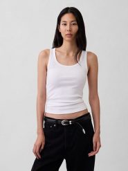 GAP Top w kolorze białym rozmiar: L. Białe topy GAP, l, bez wzorów, ze splotem, bez kołnierzyka, bez ramiączek. Za 79.77 zł.