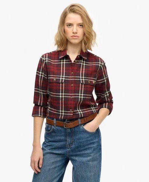 Superdry Koszula Lumberjack Check Flannel Frontier Check Red. Czerwone koszule Superdry, bez wzorów, z bawełny, vintage, bez kołnierzyka, bez ramiączek. Za 236.60 zł.