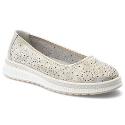 Półbuty damskie S.Barski, ze skóry naturalnej licowej ażurowy kwiatowy wzór lekka podeszwa casual, złote, LR61-703. Żółte sukienki S.BARSKI, na co dzień, s, w ażurowe wzory, ze skóry, casualowe, bez kołnierzyka, bez ramiączek, proste. Za 169.00 zł.