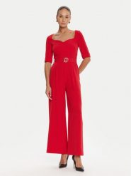 Rinascimento Kombinezon CFC0125323003 Czerwony Wide Leg. Czerwone sukienki Rinascimento, s, bez wzorów, z syntetyku, bez kołnierzyka, bez ramiączek. Za 659.99 zł.