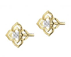 Kolczyki z żółtego złota z diamentami - kwiatki - 0,006 ct - próba 585. Żółte kolczyki Apart, z diamentem, złote. W wyprzedaży za 860.30 zł.