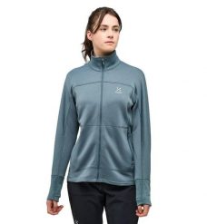 HAGLOFS Bluza damska Betula Jacket Women steel blue-S. Niebieskie bluzy Haglöfs, m, bez wzorów, z dzianiny, bez kaptura. Za 326.44 zł.