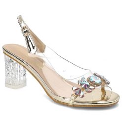 Złote Sandały S.Barski Eleganckie Obuwie Damskie Na Obcasie. Żółte sandały S.BARSKI, bez wzorów, eleganckie, bez obcasa, na obcasie, bez zapięcia. Za 159.00 zł.