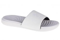 Klapki damskie Under Armour Ansa Fixed Slides. Białe klapki Under Armour, bez wzorów, z materiału, bez obcasa. Za 89.99 zł.