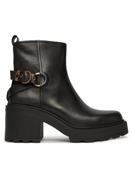 PINKO Botki Altea 03 SD0551P001 Czarny. Czarne botki Pinko, bez wzorów, ze skóry, bez obcasa, na słupku, bez zapięcia. Za 1,399.00 zł.