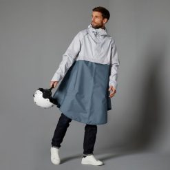 Ponczo na rower miejski Btwin 540 przeciwdeszczowe odblaskowe PPE. Niebieskie kurtki sportowe B'TWIN, l, bez wzorów, z materiału, bez kaptura, rowerowe. Za 189.99 zł.
