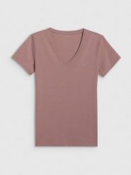 4F Koszulka w kolorze jasnobrązowym rozmiar: M. Brązowe bluzki 4f, m, bez wzorów, bez kołnierzyka, bez ramiączek. Za 25.45 zł.