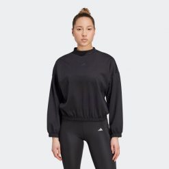 Bluza fitness damska ADIDAS crop top. Czarne bluzy Adidas, xl, bez wzorów, z materiału, bez kaptura. Za 249.99 zł.