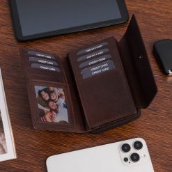 Portfel Damski Skórzany Poziomy Vintage Plecionka ciemny brąz Beltimore Q62. Brązowe portfele bez wzorów. Za 89.90 zł.