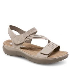 Sandały Rieker. Brązowe sandały Rieker, bez wzorów, bez obcasa, na płaskiej podeszwie, bez zapięcia. Za 259.99 zł.