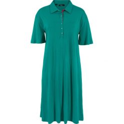 Sukienka shirtowa z kołnierzykiem polo bonprix dymny szmaragdowy. Niebieskie sukienki bonprix, bez wzorów, bez kołnierzyka, bez ramiączek. Za 32.99 zł.