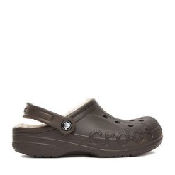 Klapki Crocs. Brązowe klapki Crocs, bez wzorów, bez obcasa. Za 239.99 zł.