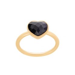 Pierścionek Mini Icons serce z czarnym brokatowym kryształem, pozłacany. Czarne pierścionki Lilou, pozłacane. Za 159.00 zł.