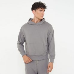 Unisex bluza z kapturem F BOXY ciemnoszara. Szare bluzy LEGEA, l, bez wzorów, z bawełny, z kapturem. Za 89.90 zł.
