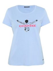 Chiemsee Koszulka "Sera" w kolorze błękitnym rozmiar: XL. Niebieskie bluzki Chiemsee, xl, bez wzorów, z bawełny, bez kołnierzyka, bez ramiączek. Za 61.60 zł.