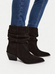 GINO ROSSI Botki C-BOLIN-TS6352-01 Brązowy ciemny. Brązowe botki Gino Rossi, bez wzorów, ze skóry, bez obcasa, na słupku, bez zapięcia. Za 299.99 zł.
