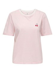 ONLY Koszulka w kolorze jasnoróżowo-białym rozmiar: S. Różowe bluzki Only, s, bez wzorów, z bawełny, bez kołnierzyka, bez ramiączek. Za 57.60 zł.