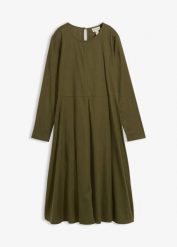 Lekka flanelowa sukienka z czystej bawełny. Zielone sukienki bonprix, bez wzorów, z bawełny, bez kołnierzyka, bez ramiączek, rozkloszowane. Za 144.99 zł.