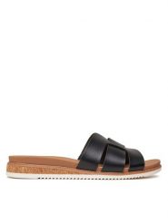 Skechers Klapki BOBS Desert Kiss Low-Peak Look 114707/BLK Czarny. Czarne klapki Skechers, bez wzorów, ze skóry, bez obcasa. Za 159.99 zł.