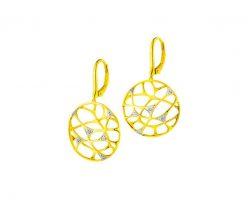 Kolczyki z żółtego złota z diamentami - 0,03 ct - próba 585. Żółte kolczyki Apart, z diamentem, złote. Za 4,090.00 zł.