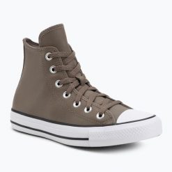 Trampki Converse Chuck Taylor All Star Faux Leather Hi. Brązowe trampki Converse, bez wzorów, bez zapięcia. Za 259.99 zł.