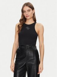 Guess Top W5GP57 KCV52 Czarny Regular Fit. Czarne topy Guess, xxl, z aplikacjami, z syntetyku, bez kołnierzyka, bez ramiączek. Za 139.99 zł.