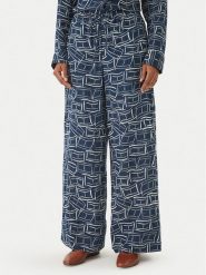 Tommy Hilfiger Spodnie materiałowe WW0WW48970 Granatowy Wide Leg. Niebieskie spodnie materiałowe TOMMY HILFIGER, l, bez wzorów, ze lnu. Za 489.99 zł.