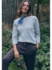 Cecil Koszulka w kolorze niebiesko-biało-brązowym rozmiar: L. Brązowe bluzki Cecil, l, bez wzorów, bez kołnierzyka, bez ramiączek. Za 127.95 zł.