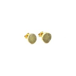 Earrings Druza Agatu Natural złoto. Brązowe kolczyki Brazi druse jewelry, z agatem, z mosiądzu, na sztyftcie. Za 136.00 zł.