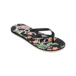 Klapki dla Kobiety TAHITI. Brązowe klapki Roxy, bez wzorów, z materiału, bez obcasa. Za 89.99 zł.