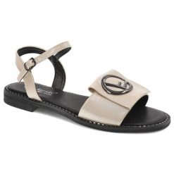 Złote Sandały S.Barski Eleganckie Obuwie Damskie Na Lato. Żółte sandały S.BARSKI, bez wzorów, eleganckie, bez obcasa, na płaskiej podeszwie, bez zapięcia. Za 99.99 zł.
