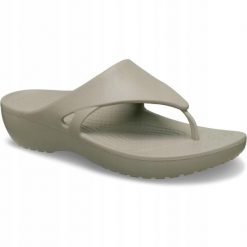 Japonki Dla Dorosłych Crocs Kadee Wedge Flip. Brązowe klapki Crocs, bez wzorów, z materiału, bez obcasa. Za 99.99 zł.