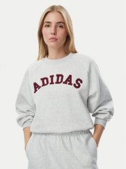 Adidas Bluza Adidas Damskie 3-Stripes Crew KU0328 Szary Loose Fit. Szare bluzy Adidas, l, bez wzorów, z syntetyku, bez kaptura. Za 259.99 zł.