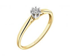 Pierścionek z żółtego i białego złota z brylantem - 0,10 ct - próba 585. Białe pierścionki Apart, z brylantem, złote. Za 2,490.00 zł.