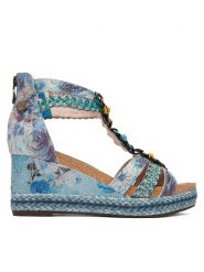 Laura Vita Sandały Fayco 72 Niebieski. Niebieskie sandały Laura Vita, bez wzorów, ze skóry, bez obcasa, na koturnie, bez zapięcia. Za 449.99 zł.