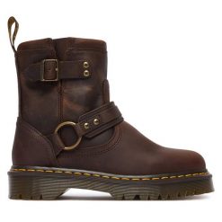Botki Dr. Martens. Brązowe botki Dr. Martens, bez wzorów, bez obcasa, na płaskiej podeszwie, bez zapięcia. Za 1,039.00 zł.