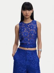 Desigual Top Tanatos 25SWBW25 Niebieski Slim Fit. Niebieskie topy Desigual, xl, bez wzorów, z syntetyku, bez kołnierzyka, bez ramiączek. Za 219.99 zł.
