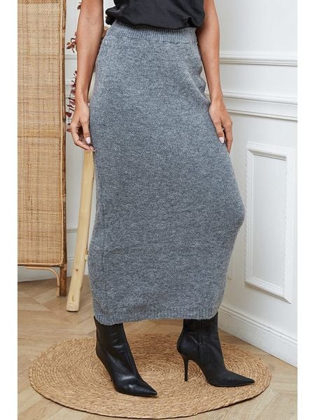 So Cachemire Spódnica dzianinowa "Doristo" w kolorze szarym rozmiar: L. Szare spódnice So Cachemire, na co dzień, l, bez wzorów, z dzianiny, maxi, proste. Za 165.31 zł.