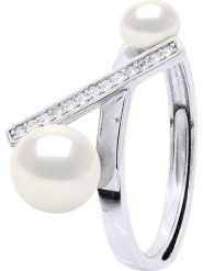 Pearline Srebrny pierścionek z perłą i cyrkoniami rozmiar: onesize. Białe pierścionki Pearline, z cyrkonią, srebrne. Za 173.99 zł.