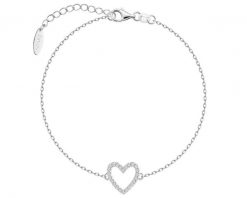 Bransoletka srebrna z diamentami laboratoryjnymi - serce - 0,12 ct. Szare bransoletki Apart, z diamentem, srebrne. Za 689.00 zł.